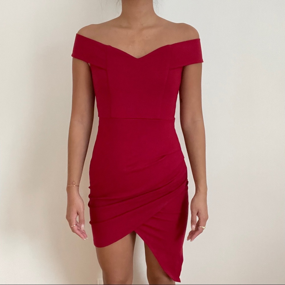 Shein Off The Shoulder Red Dress